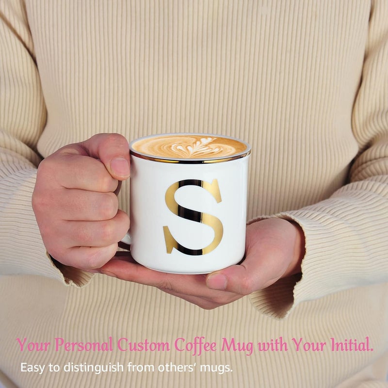 Miicol Ceramic Coffee Mug 16 oz, Monogram Coffee Cup, Golden Initial Tea Mug, Personalized Tea Cup, Unique Gift, Large Mug for Home, Office, Letter S - Image 4
